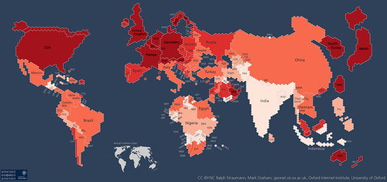 互聯(lián)網(wǎng)世界地圖 中國(guó)版圖最大