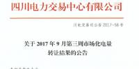2017年9月第三周四川市場(chǎng)化電量轉(zhuǎn)讓成交電量12469.41萬(wàn)千瓦時(shí)