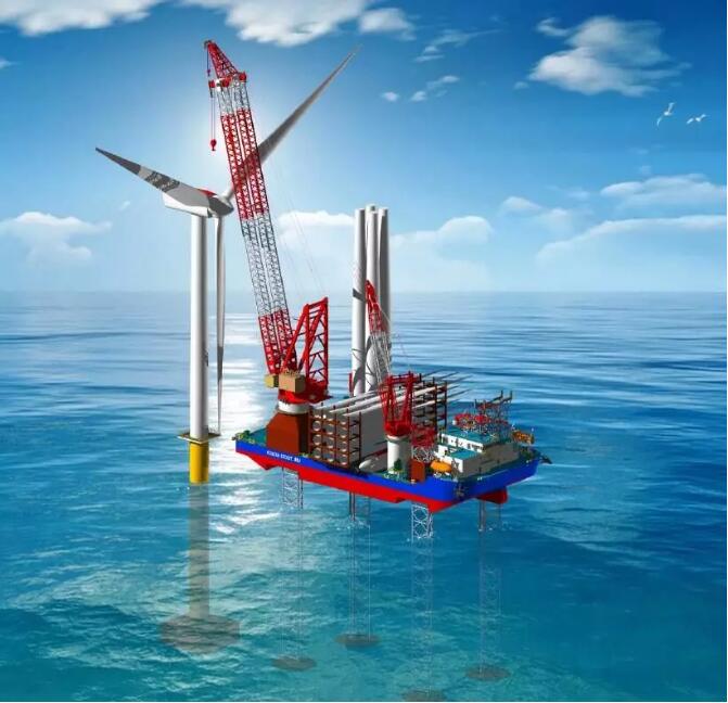 桁架樁腿自升式！中國最先進風(fēng)電安裝平臺開工