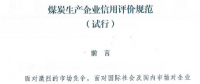 國家能源局同意試行《煤炭生產(chǎn)企業(yè)信用評價規(guī)范》的復(fù)函