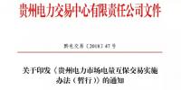 貴州電力市場電量互保交易實施辦法(暫行)發(fā)布