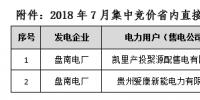 貴州電力交易中心2018年7月集中競(jìng)價(jià)省內(nèi)直接交預(yù)成交情況的<font color=