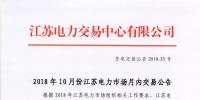 2018年10月份江蘇電力市場(chǎng)月內(nèi)交易公告