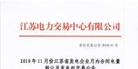 2018年11月份江蘇省發(fā)電企業(yè)月內(nèi)合同電量轉(zhuǎn)讓及發(fā)電權(quán)交易公告