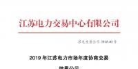 江蘇電力交易中心發(fā)布了《2019年江蘇電力市場(chǎng)年度協(xié)商交易結(jié)果公示》