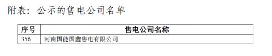 河南公示北京推送的河南國(guó)能國(guó)鑫售電有限公司